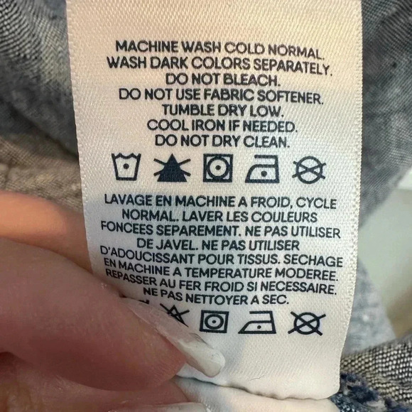 Lands' End Sleeveless Linen A-Line Shift Dress Chambray Navy Size M Petite 10/12 - Picture 9 of 11